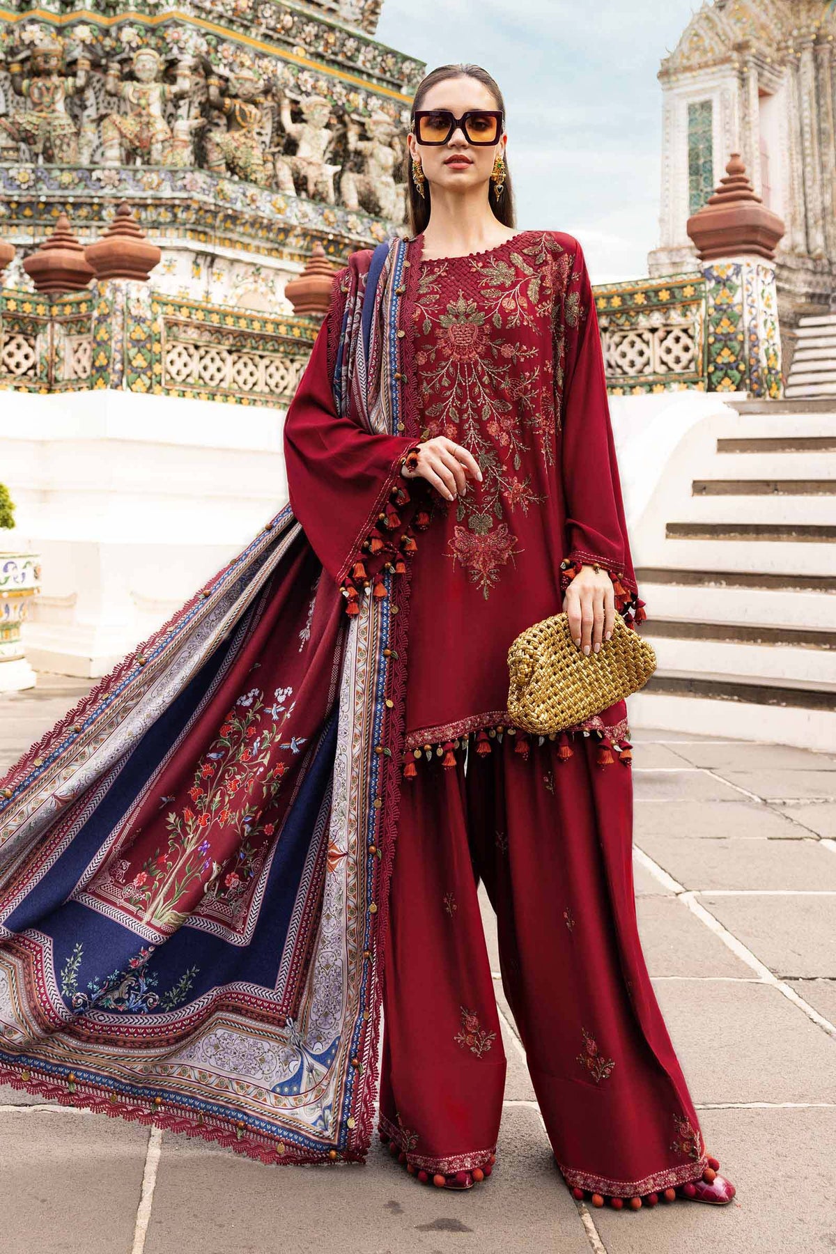 3 Piece Unstitched Embroidered Twill Linen Suit By Maria.B ( MPT-2805-A )