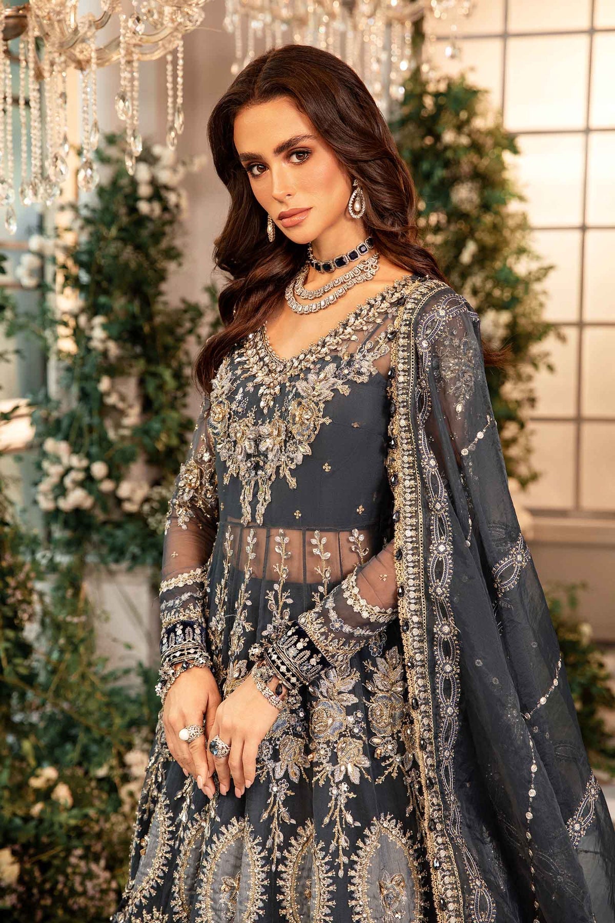 Maria B. 3 Piece Unstitched Embroidered Organza Suit BD-2901