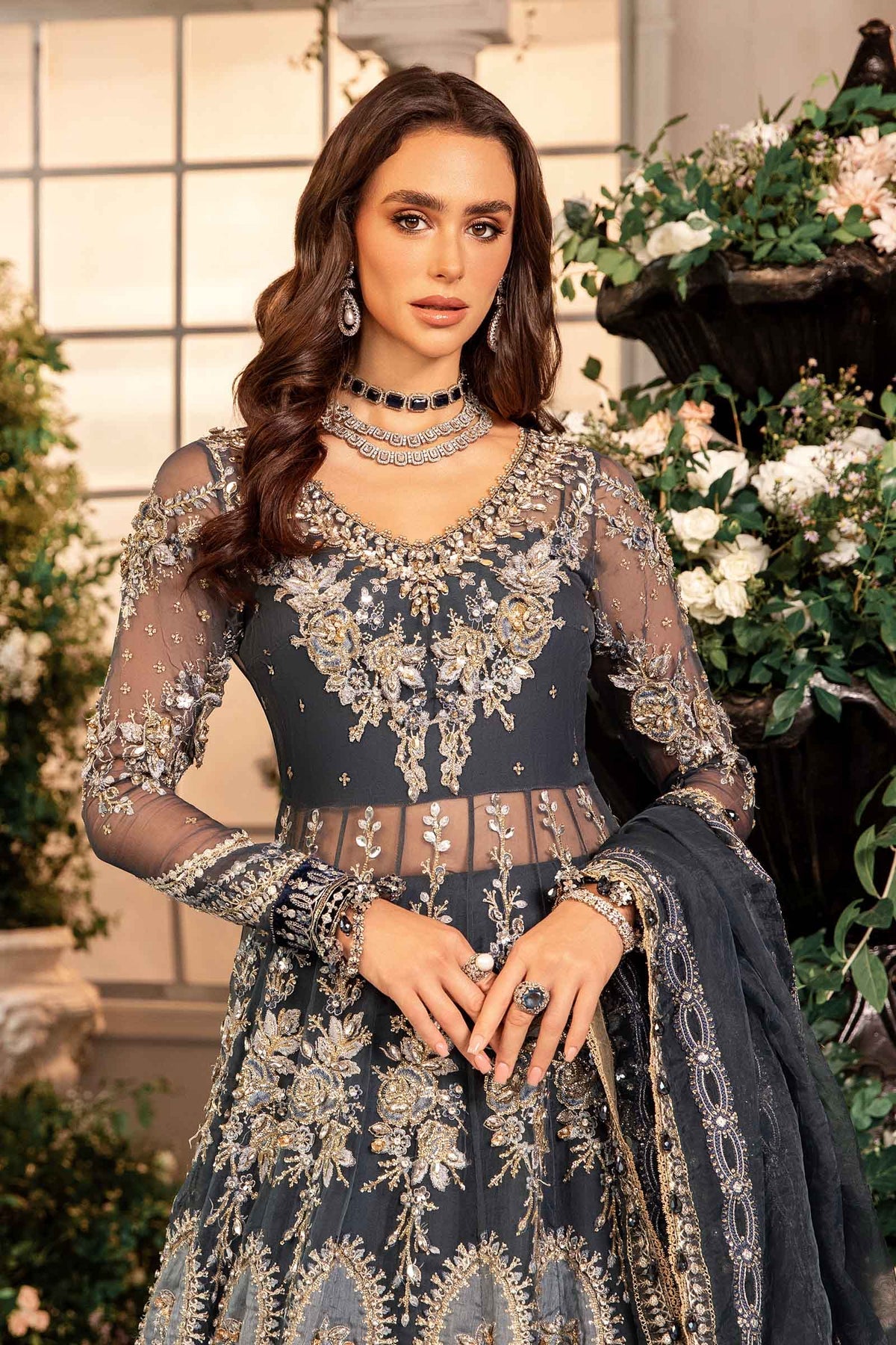 Maria B. 3 Piece Unstitched Embroidered Organza Suit BD-2901