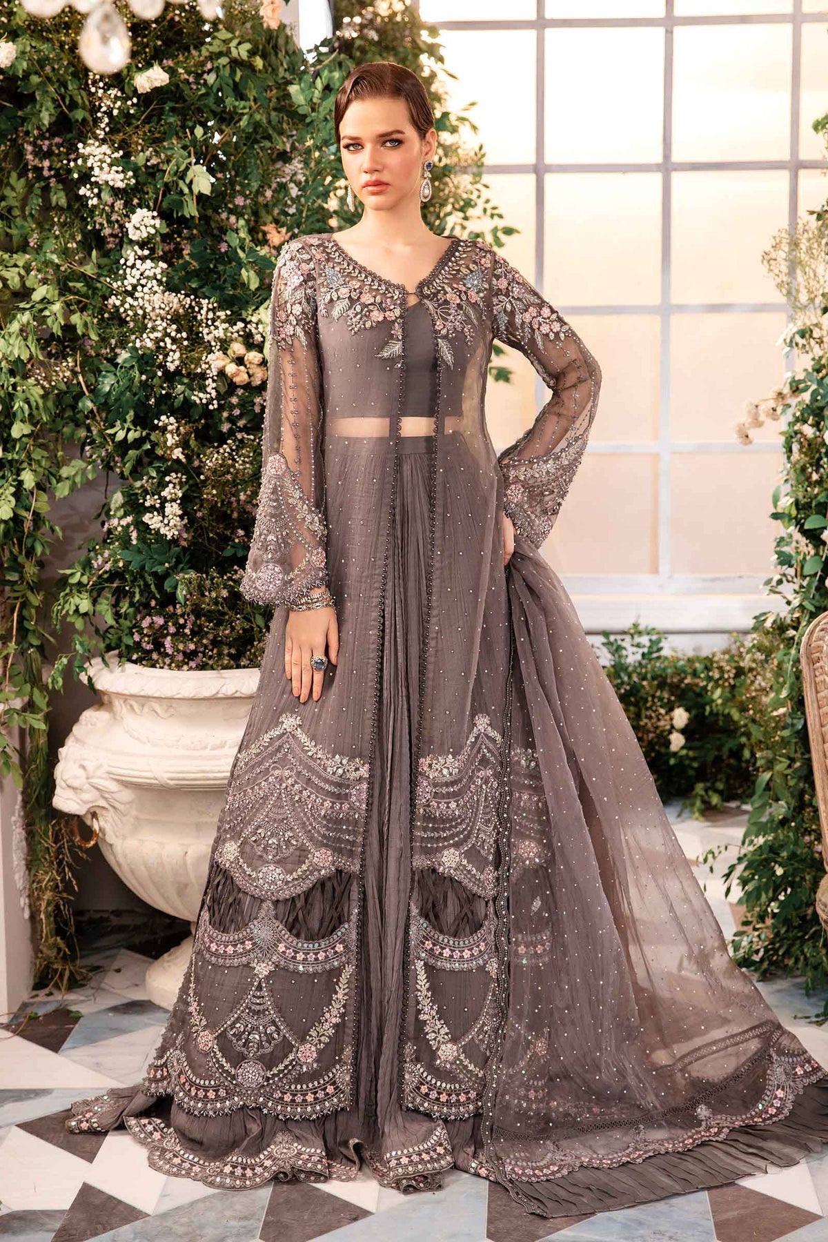 Maria B. 3 Piece Unstitched Embroidered Organza Suit BD-2902