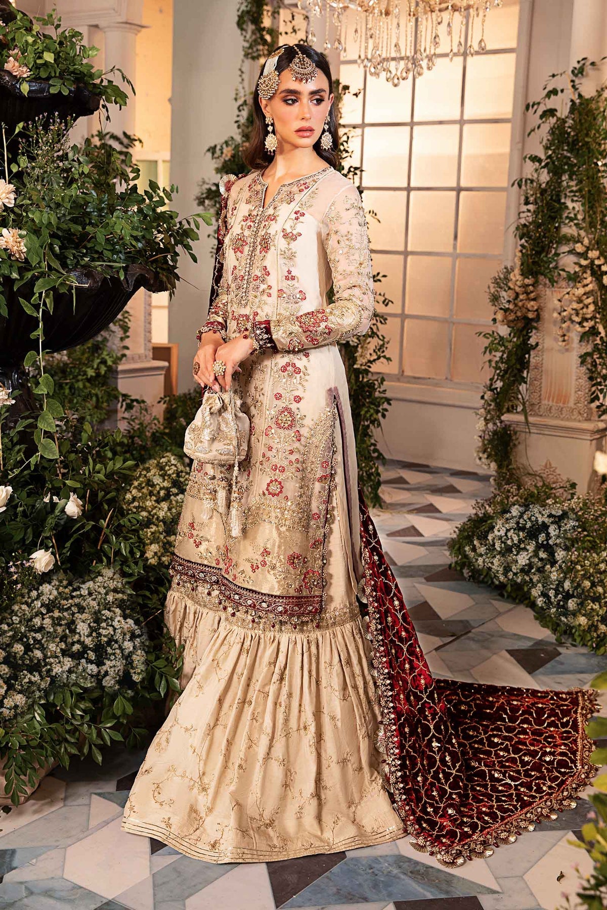 Maria B. 3 Piece Unstitched Embroidered Organza Suit | BD-2905