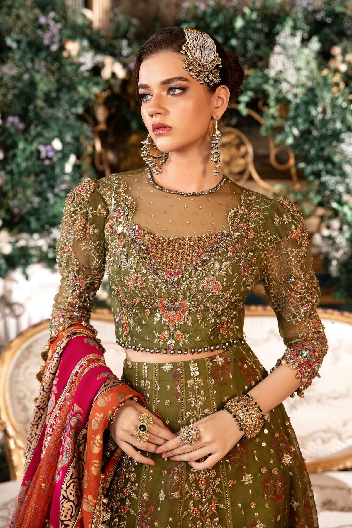 Maria B. 3 Piece Unstitched Embroidered Organza Suit | BD-2906