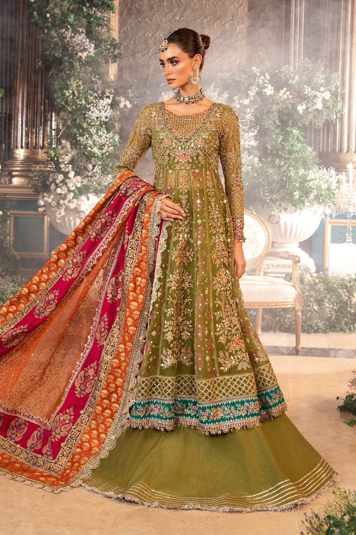 Maria B. 3 Piece Unstitched Embroidered Organza Suit | BD-2906