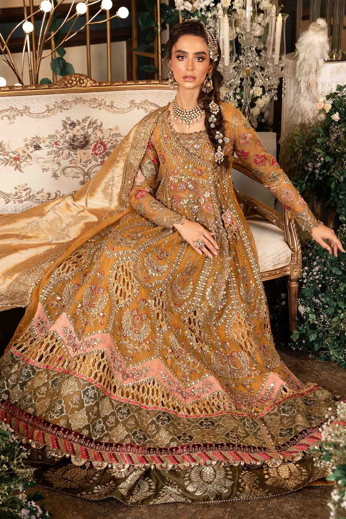 Maria B. 3 Piece Unstitched Embroidered Organza Suit | BD-2907