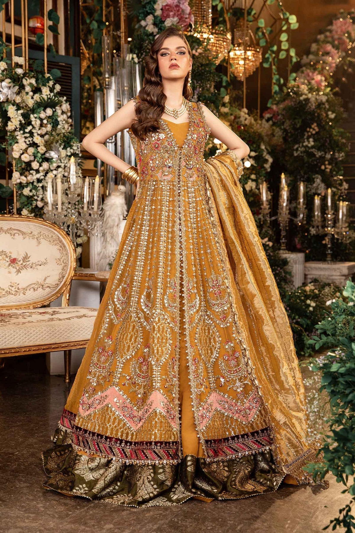 Maria B. 3 Piece Unstitched Embroidered Organza Suit | BD-2907