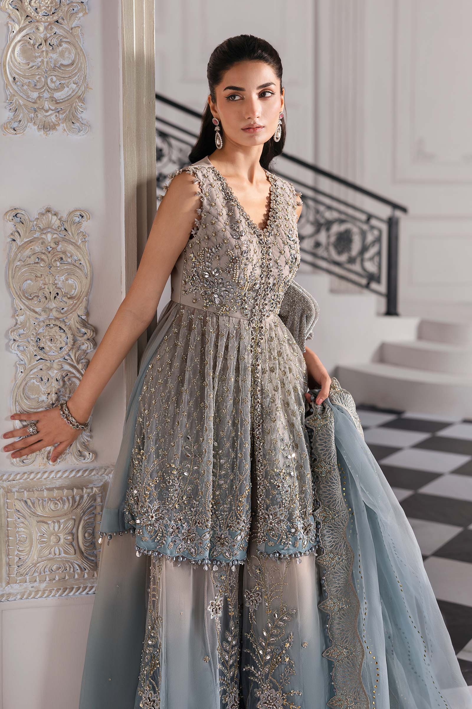 Maria.B Embroidered Chiffon Saree | BD-3002