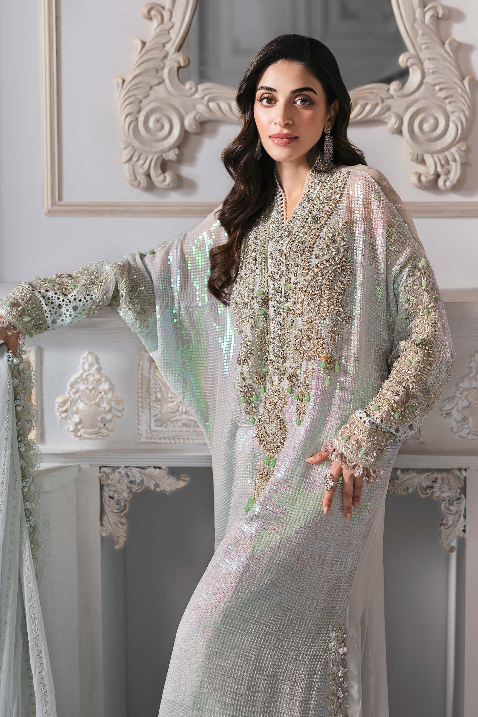 Maria.B Embroidered Chiffon Saree | BD-3005