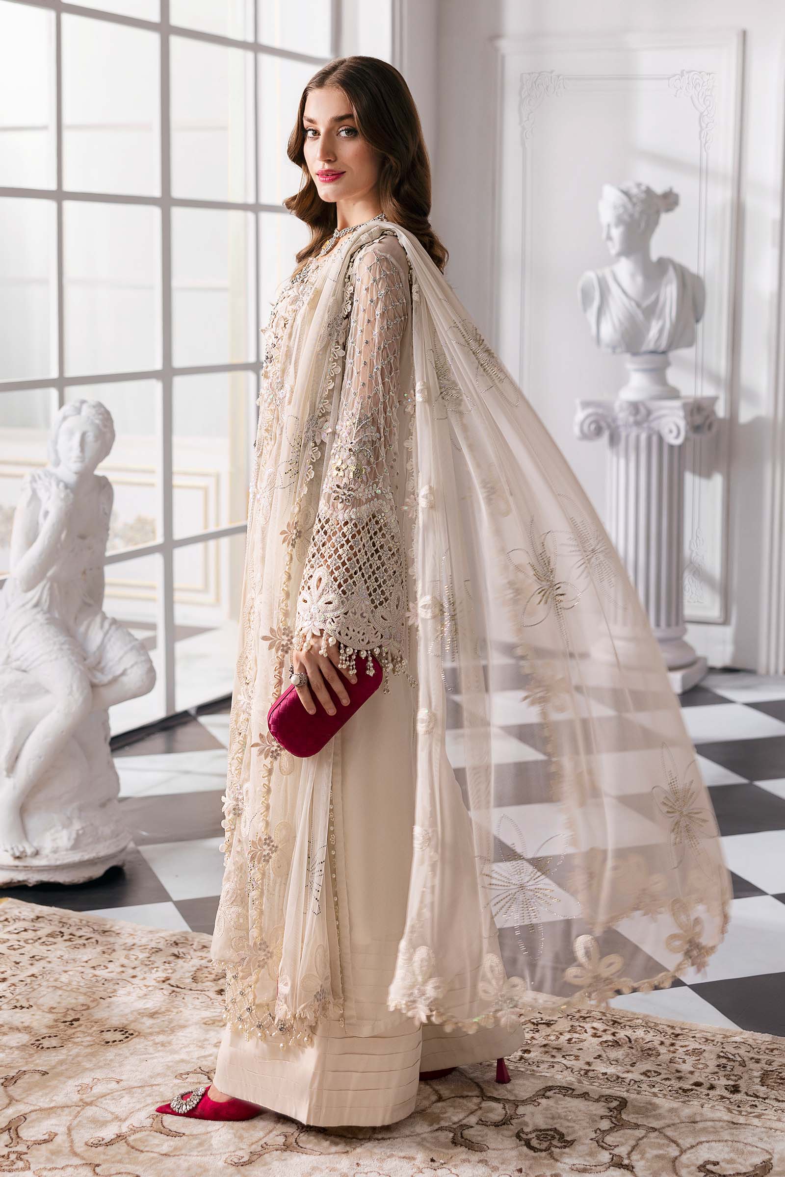 Maria.B Embroidered Chiffon Saree | BD-3007