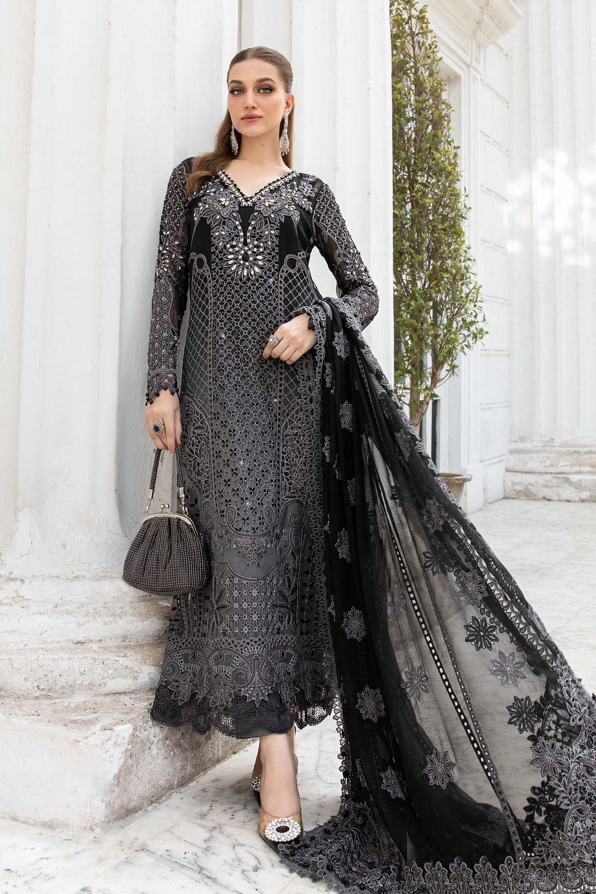 Maria B New Chiffon Collection Black Dress 101 '2024