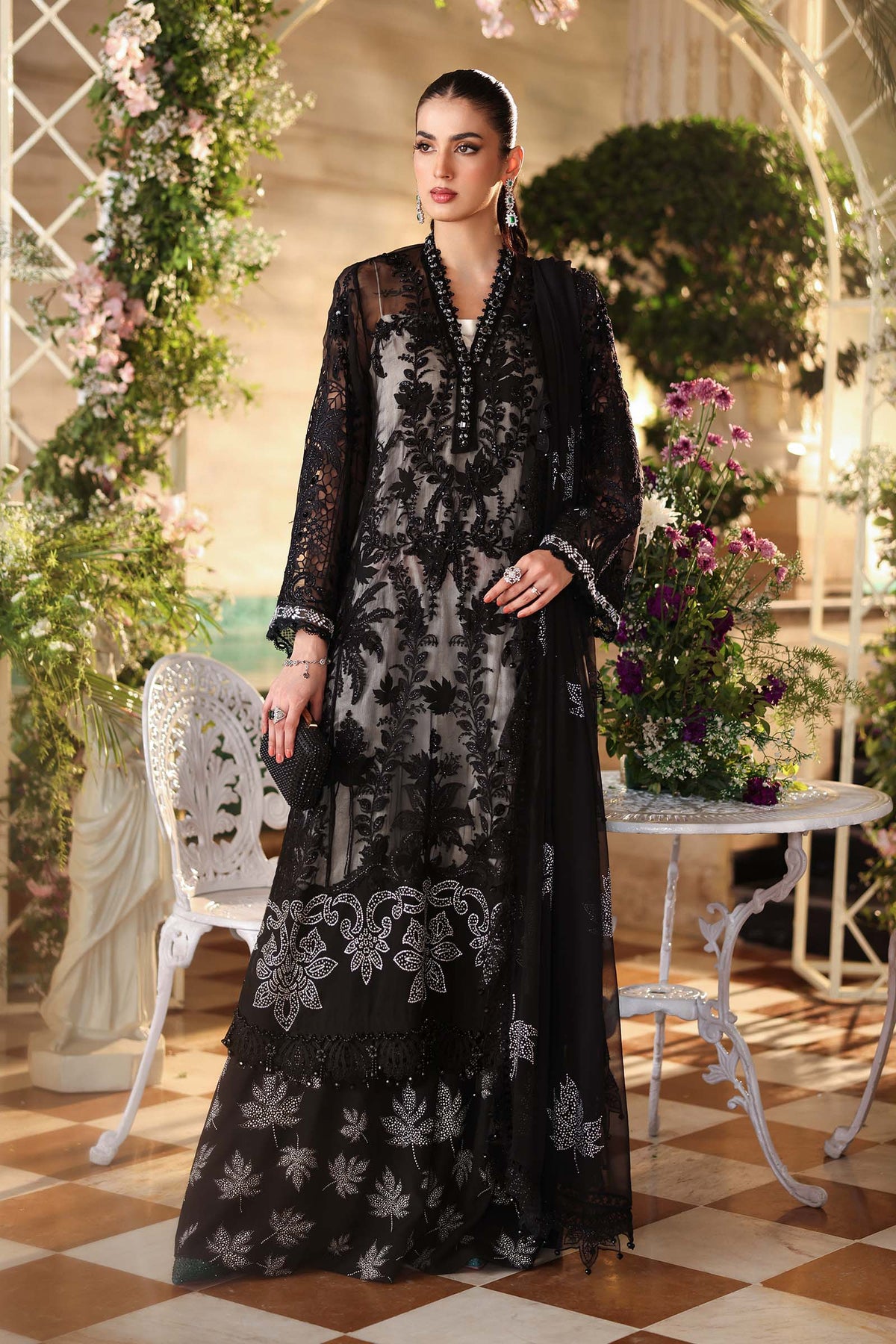Tea Affair Embroidered Chiffon by Maria.B (MPC-26-101-Black)
