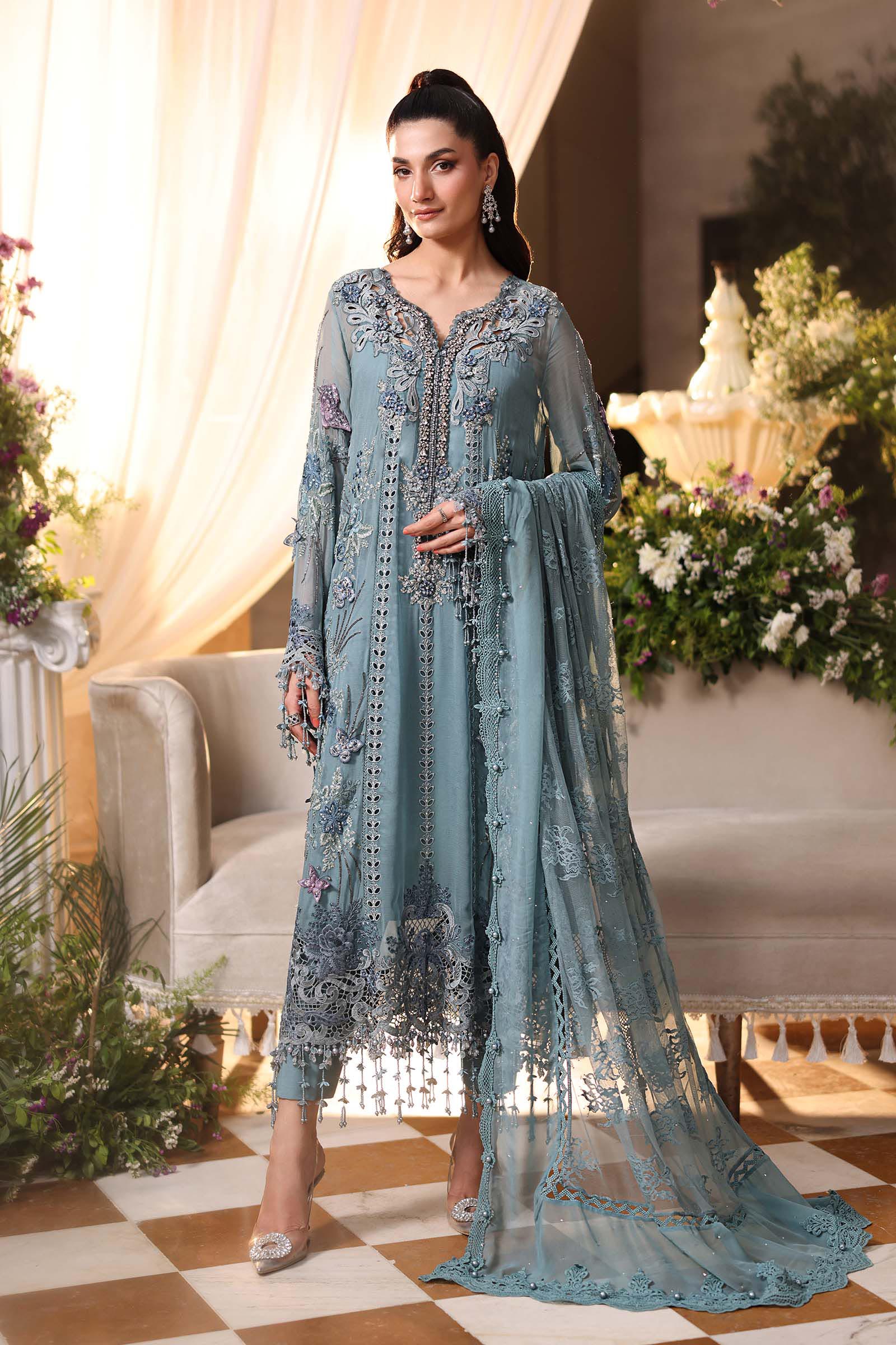 Tea Affair Embroidered Chiffon by Maria.B (MPC-26-106-Slate Blue)