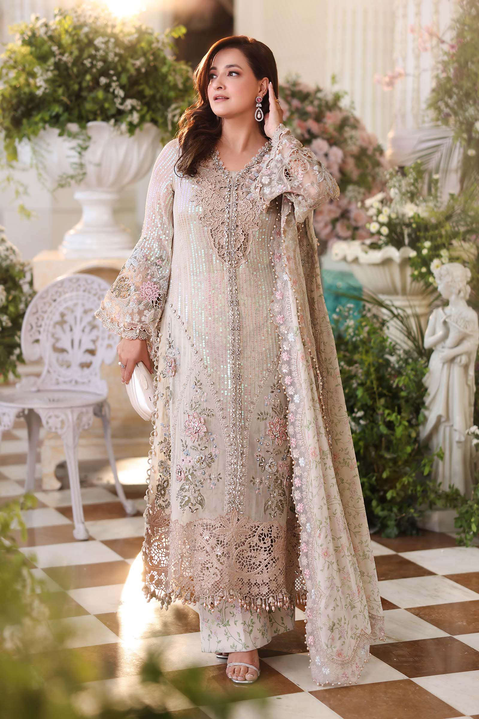 Tea Affair Embroidered Chiffon by Maria.B (MPC-26-107-Ivory Beige)