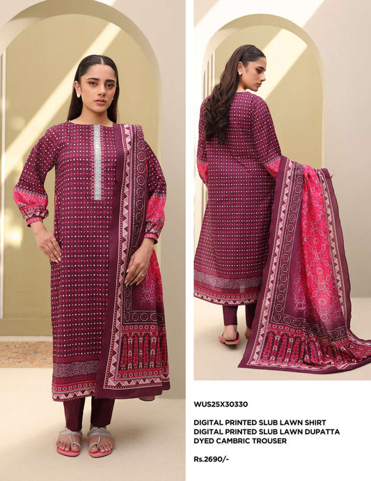 Zellbury Un-Stitched Lawn Collection '25 Wus25X30330