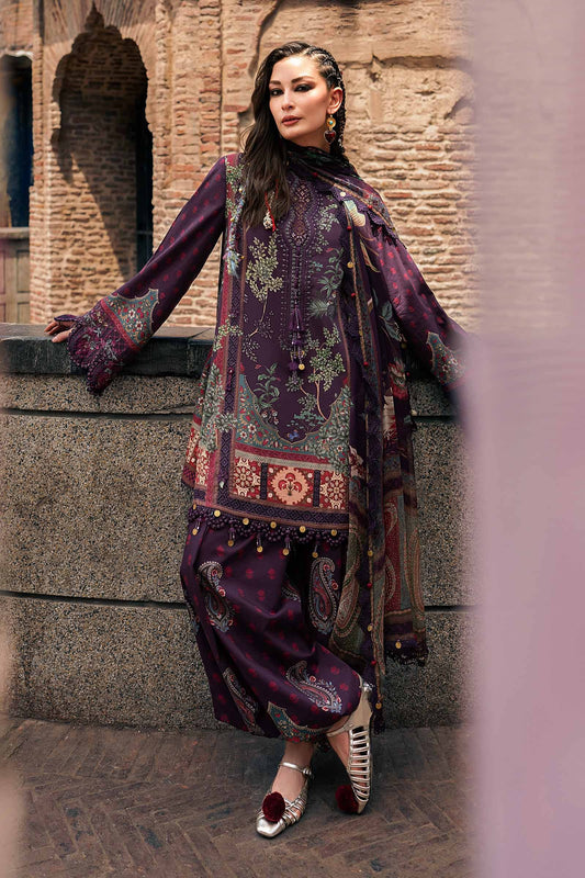 3 Piece Unstitched Embroidered Dobby Linen Suit By M.Prints Vol-31  ( 02-B )