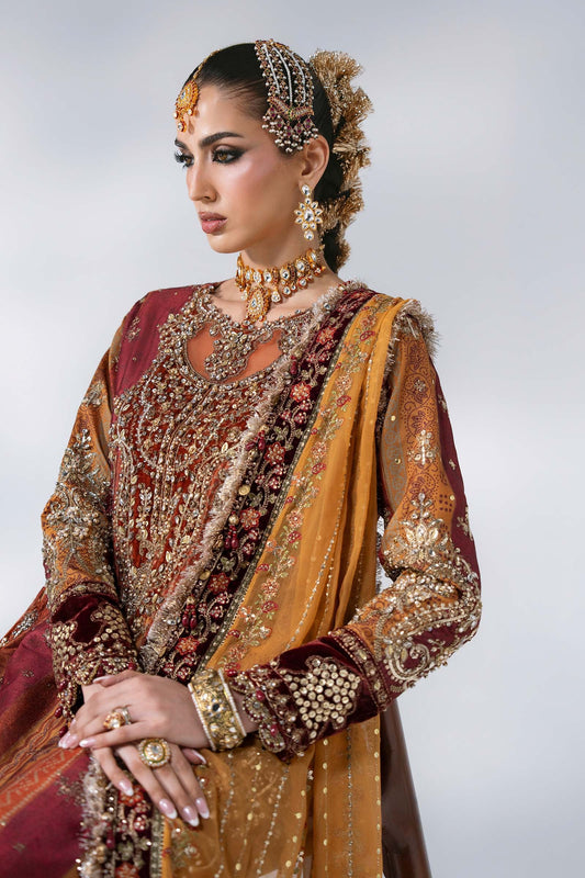 Mbroidered By Maria.b Wedding Formals -BD-3104-Maroon Crimson-Default