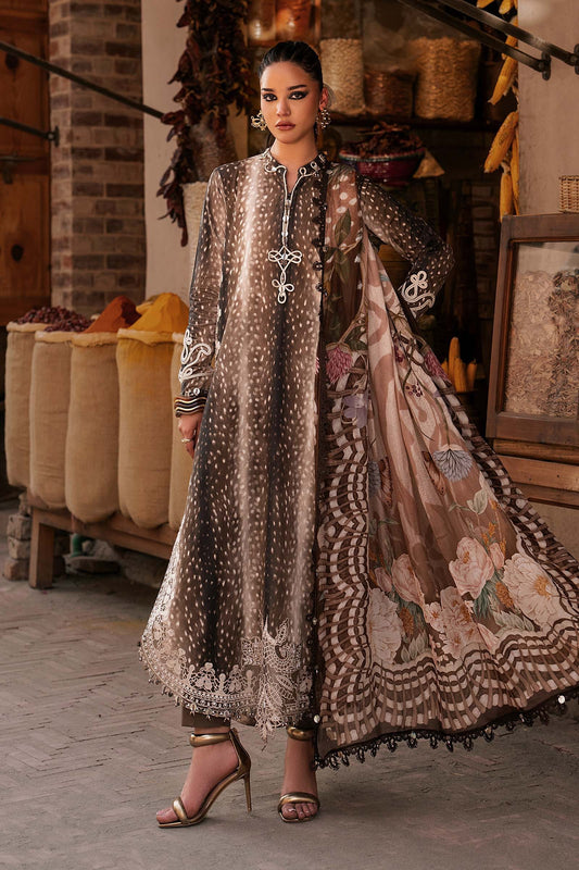 3 Piece Unstitched Embroidered Dobby Linen Suit By M.Prints Vol-31  ( 05-B )
