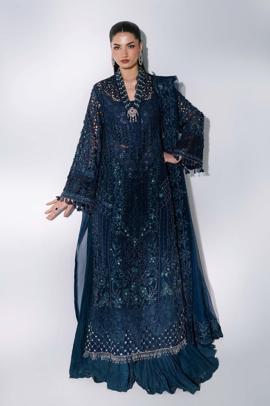 Mbroidered By Maria.b Wedding Formals -BD-3106-Peacock Blue-Default