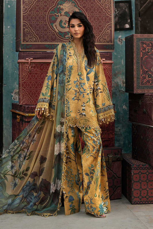 3 Piece Unstitched Embroidered Dobby Linen Suit By M.Prints Vol-31  ( 06-A )