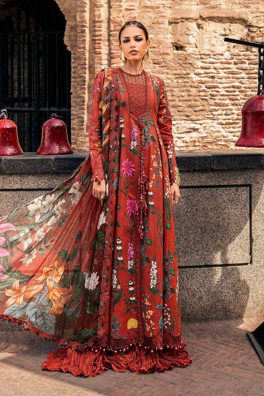 3 Piece Unstitched Embroidered Dobby Linen Suit By M.Prints Vol-31  ( 06-B )