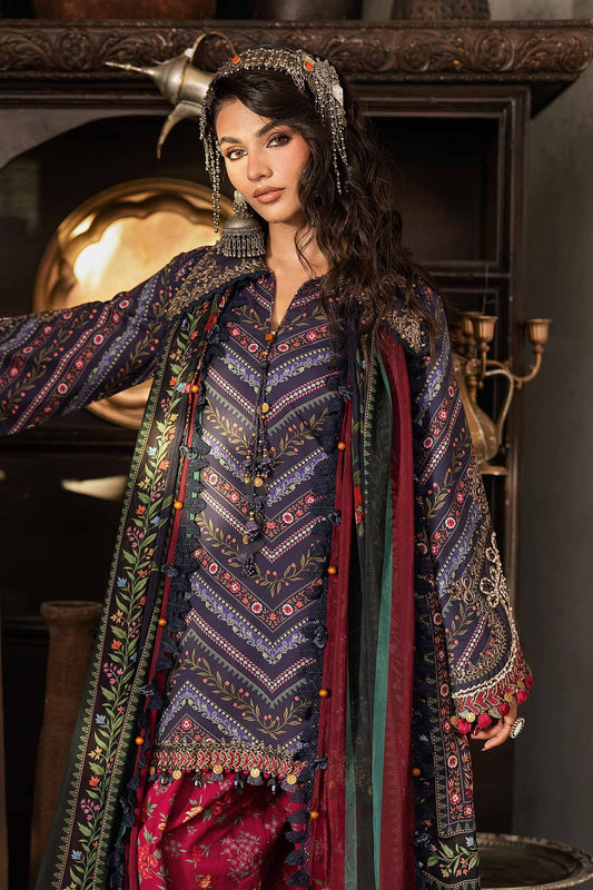 3 Piece Unstitched Embroidered Dobby Linen Suit By M.Prints Vol-31  ( 07-B )