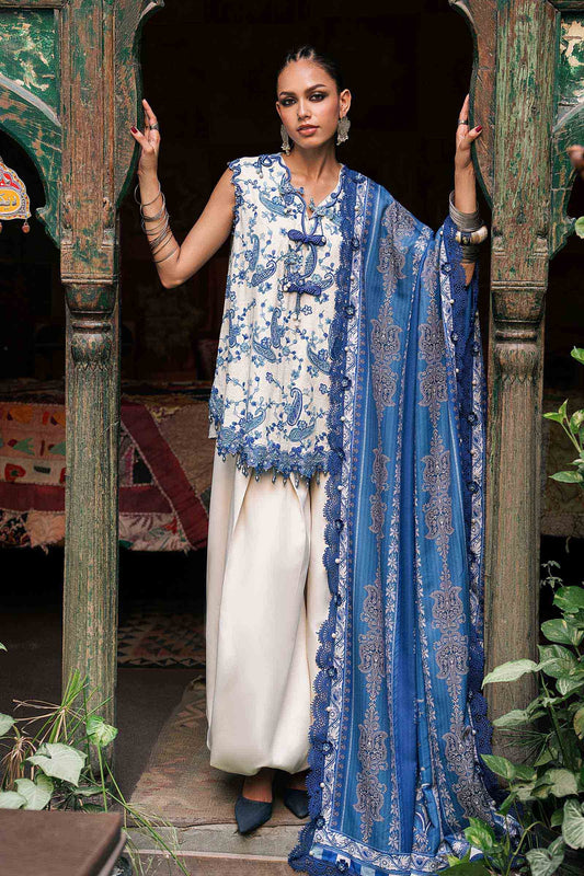 3 Piece Unstitched Embroidered Dobby Linen Suit By M.Prints Vol-31  ( 08-A )