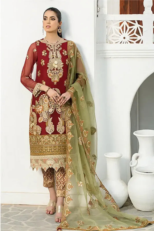 Plush La Roza by Imrozia Premium Embroidery Suit L-249 Blooming Lotus