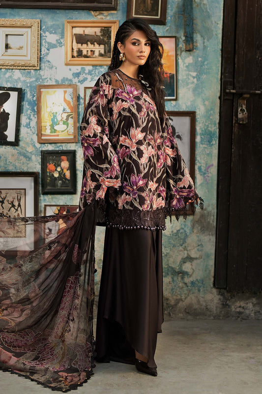 3 Piece Unstitched Embroidered Dobby Linen Suit By M.Prints Vol-31  ( 04-B )
