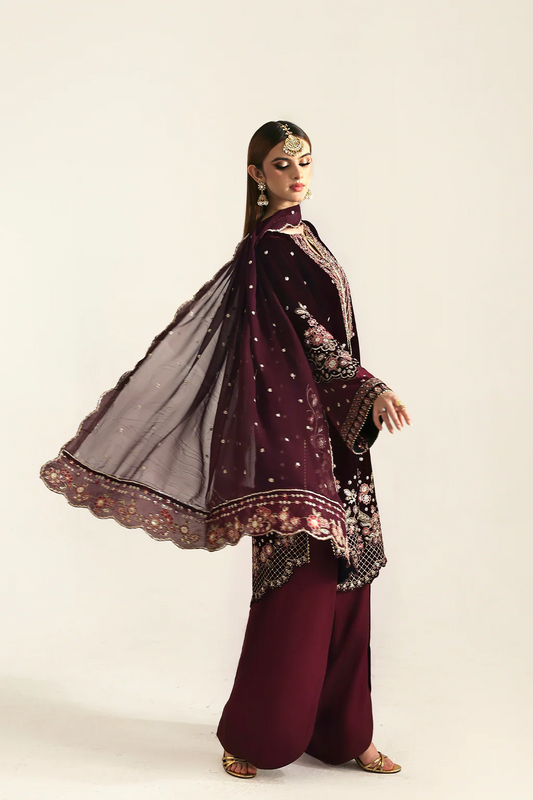 Emaan Adeel Zarposh Embroidered Velvet Unstitched 3Pc Suit - KANWAL