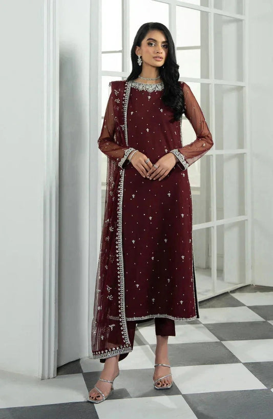 Zarif Arzu Embroidered Net Unstitched 3Pc Suit UNST-HW-04 SOLENA