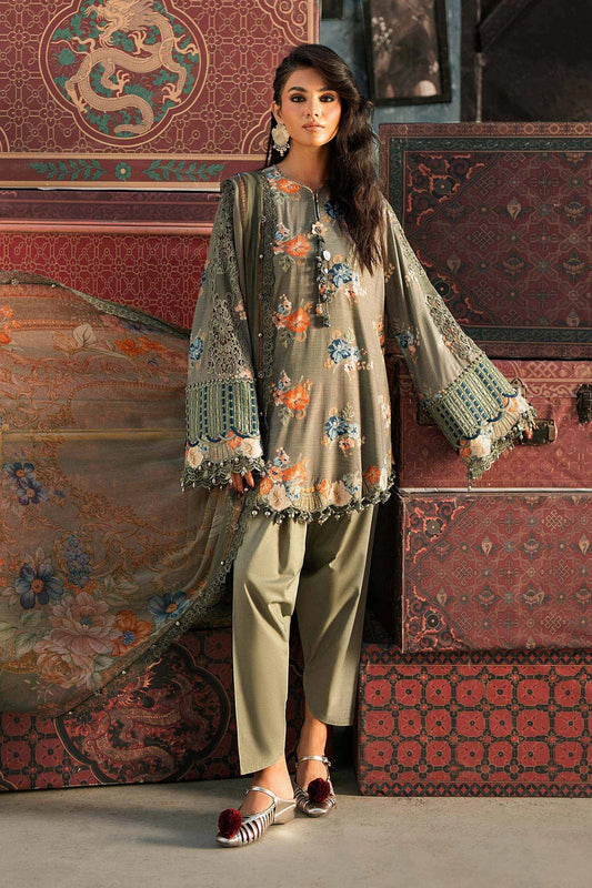 3 Piece Unstitched Embroidered Dobby Linen Suit By M.Prints Vol-31  ( 03-A )