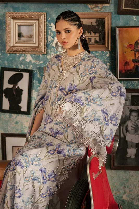 3 Piece Unstitched Embroidered Dobby Linen Suit By M.Prints Vol-31  ( 04-A )
