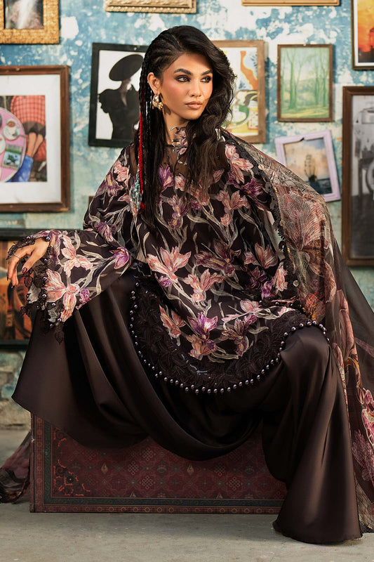 3 Piece Unstitched Embroidered Dobby Linen Suit By M.Prints Vol-31  ( 04-B )