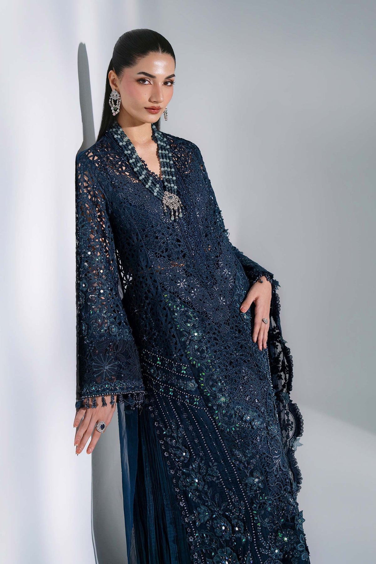 Mbroidered By Maria.b Wedding Formals -BD-3106-Peacock Blue-Default