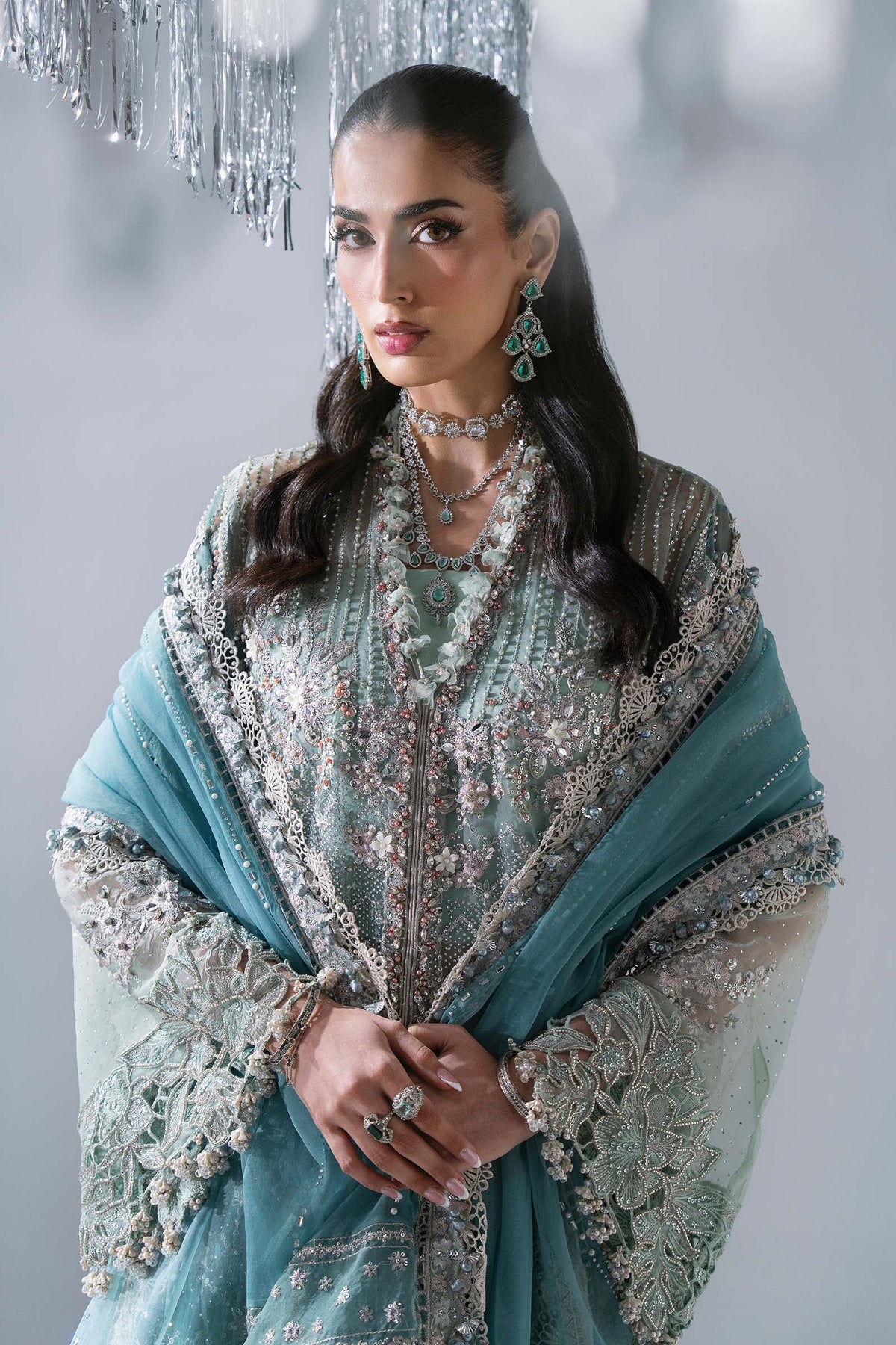Mbroidered By Maria.b Wedding Formals -BD-3107-Sea Green-Default