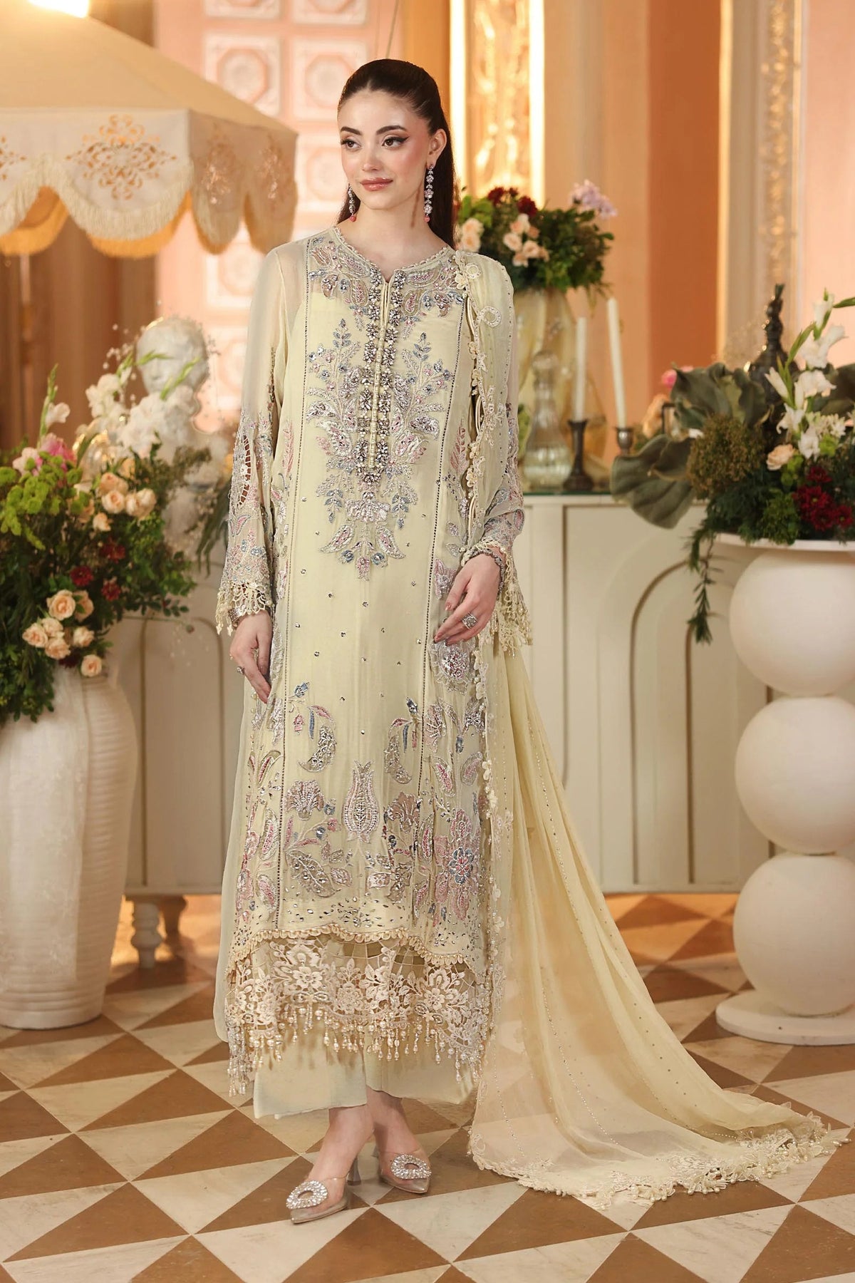 ROYALE TEA AFFAIR CHIFFON UNSTITCHED COLLECTION'26 ( MPC-26-208-Pastle Sunshine )