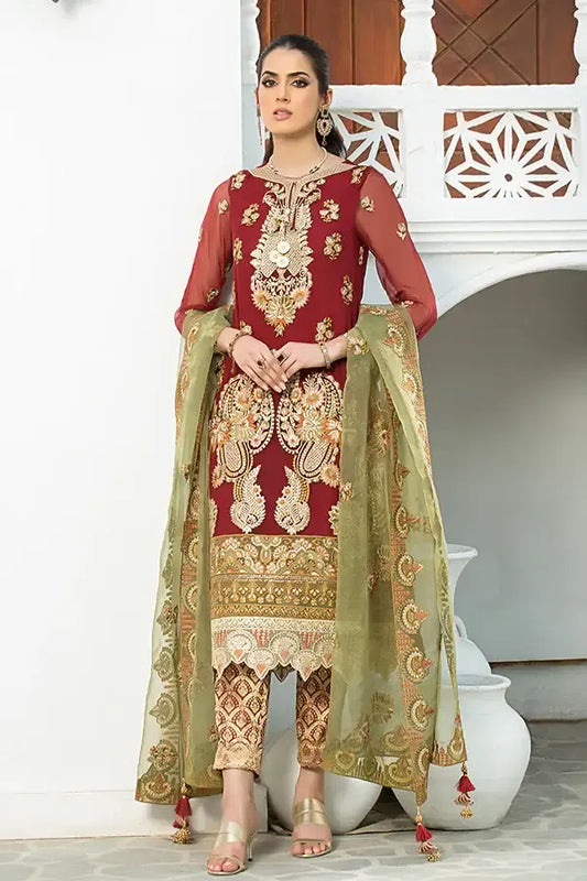 Plush La Roza by Imrozia Premium Embroidery Suit L-249 Blooming Lotus