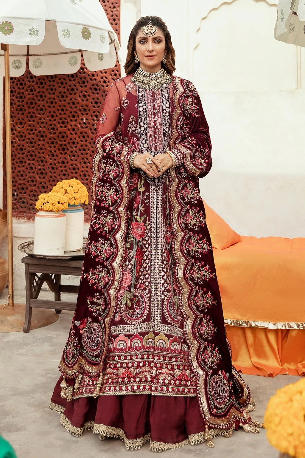 GISELE Shagun Luxury Formal Unstitched 3PC Suit D-10 Mahjabeen