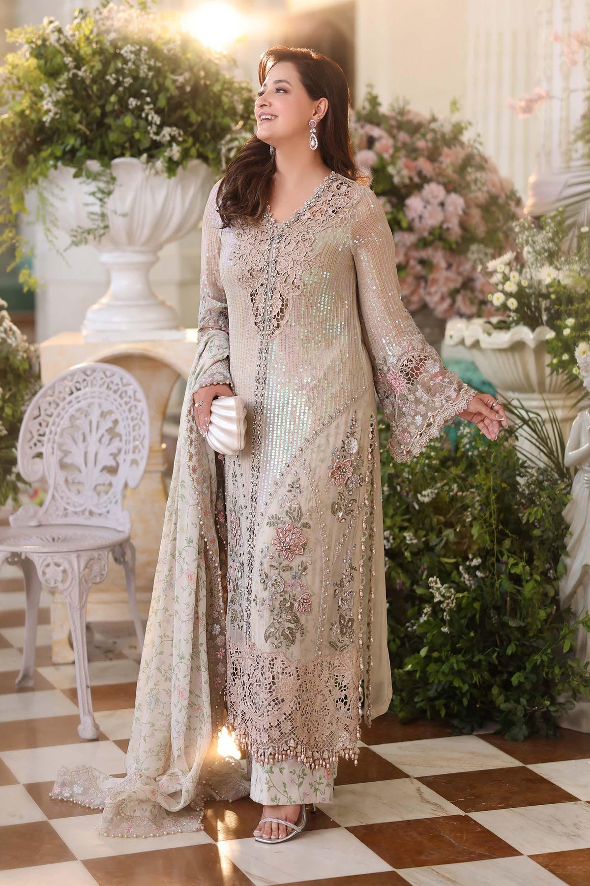 Maria B Embroidered Luxury Chiffon Unstitched 3Pc Suit MPC-26-107 (Master copy)